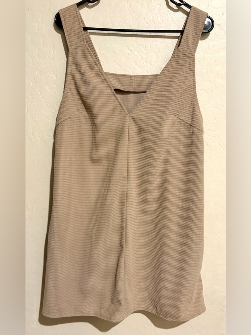 SHEIN Tan Waffle Knit Mini Dress Sleeveless Neutral Casual Size M